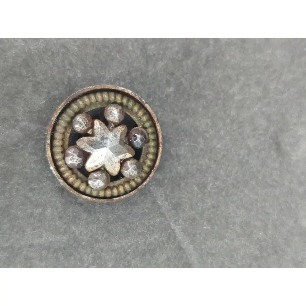 LOT G of 10 Antique Vintage Victorian Brass Mixed Materials Buttons ESTATE FIND